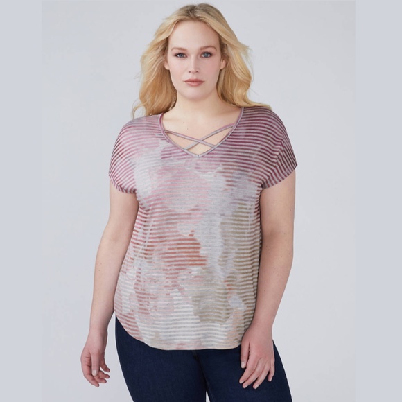 Lane Bryant Tops - Lane Bryant Striped Tie-Dye Dolman Tee Shirt 18/20